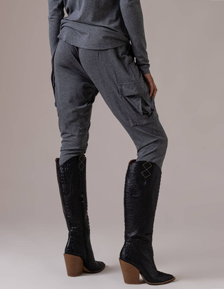 DARK GREY PANTS WITH SUSPENDERS