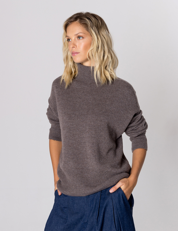 GOLF FIDEL DARK BEIGE WEŁNA/KASZMIR