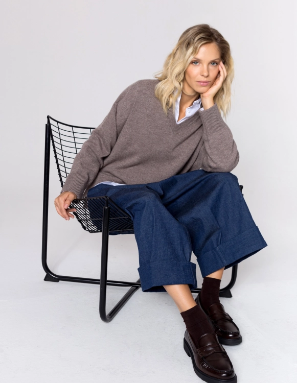SWETER JENNE LATTE BEIGE WEŁNA/KASZMIR