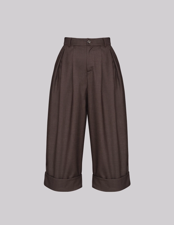 WEŁNIANE SPODNIE MORGAN BROWN