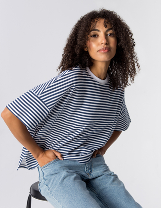 T-SHIRT ERIN WHITE/NAVY