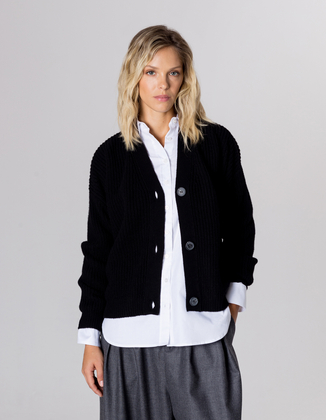 KARDIGAN BEST BLACK WEŁNA/KASZMIR