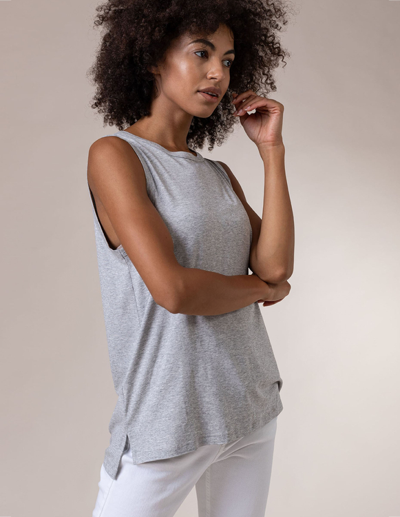 LIGHT GREY TOP WITH WIDE STRAPS