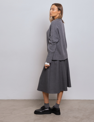 WEŁNIANA SPÓDNICA SPLIT GREY