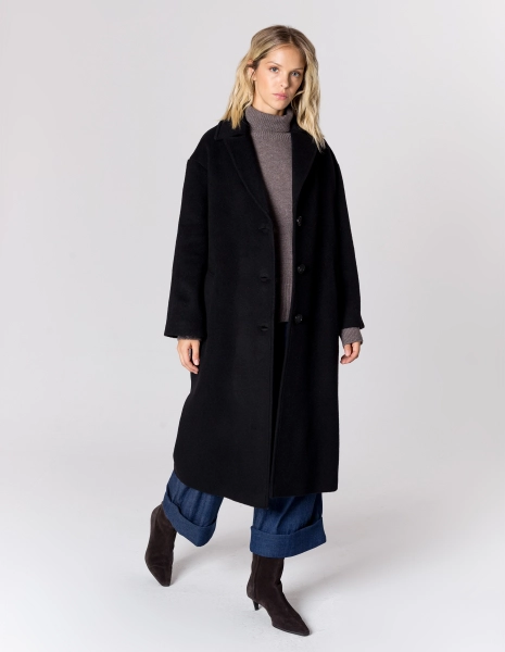 PŁASZCZ HUGO BLACK WEŁNA/KASZMIR